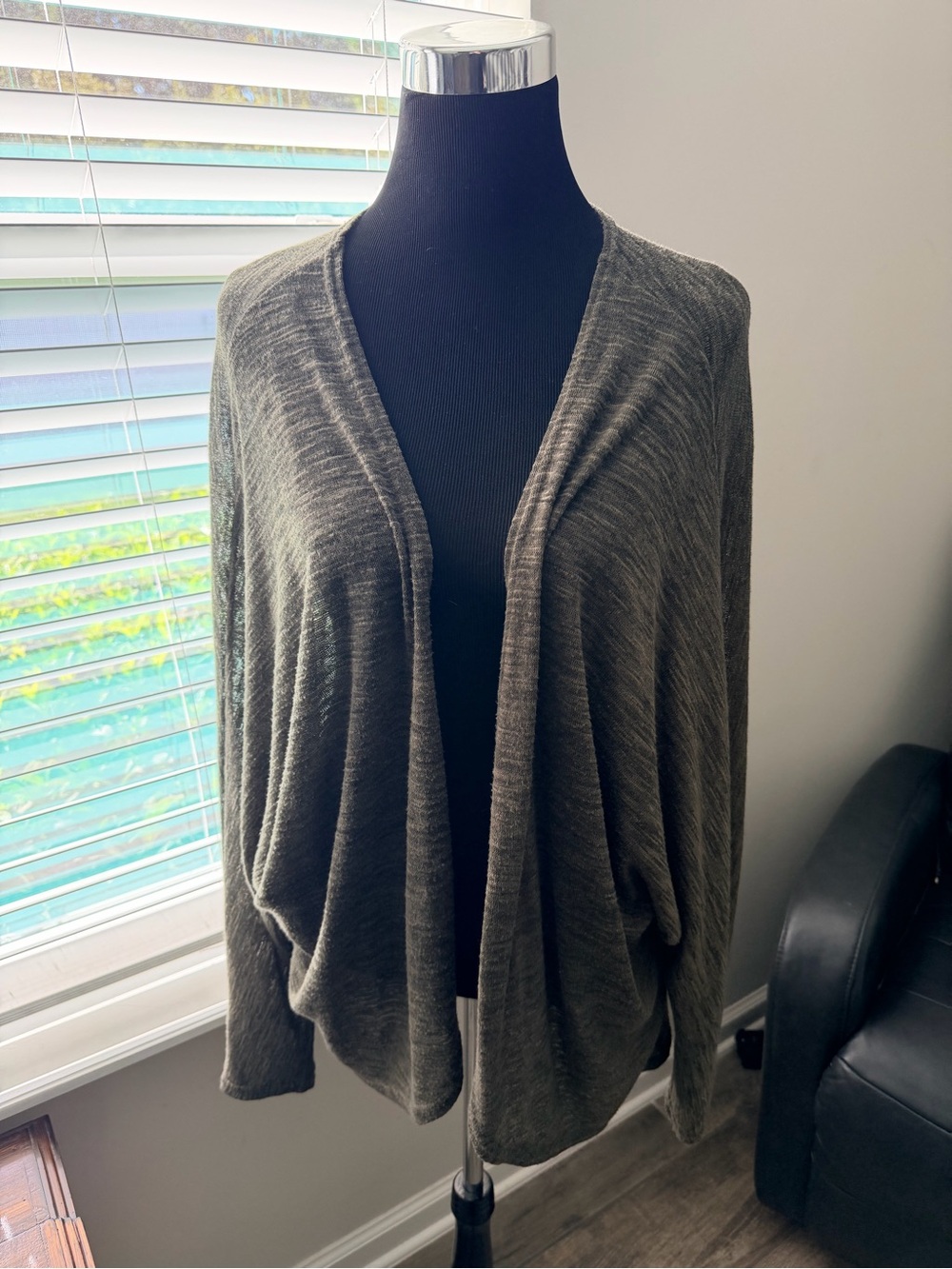 Primark Heather Olive Open-Front Lightweight Cardigan